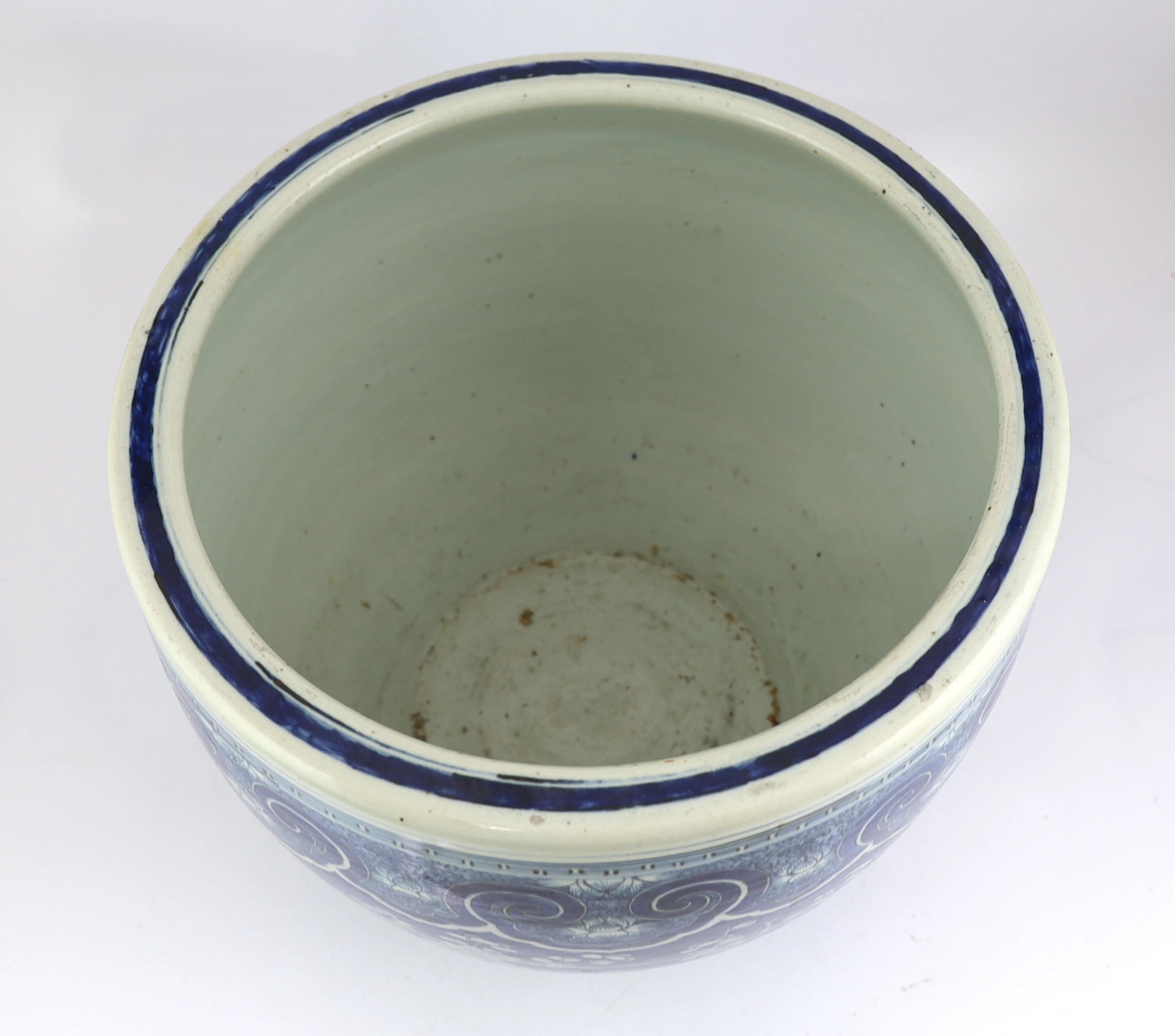 A large Chinese blue and white ‘prunus’ jardiniere, 19th century